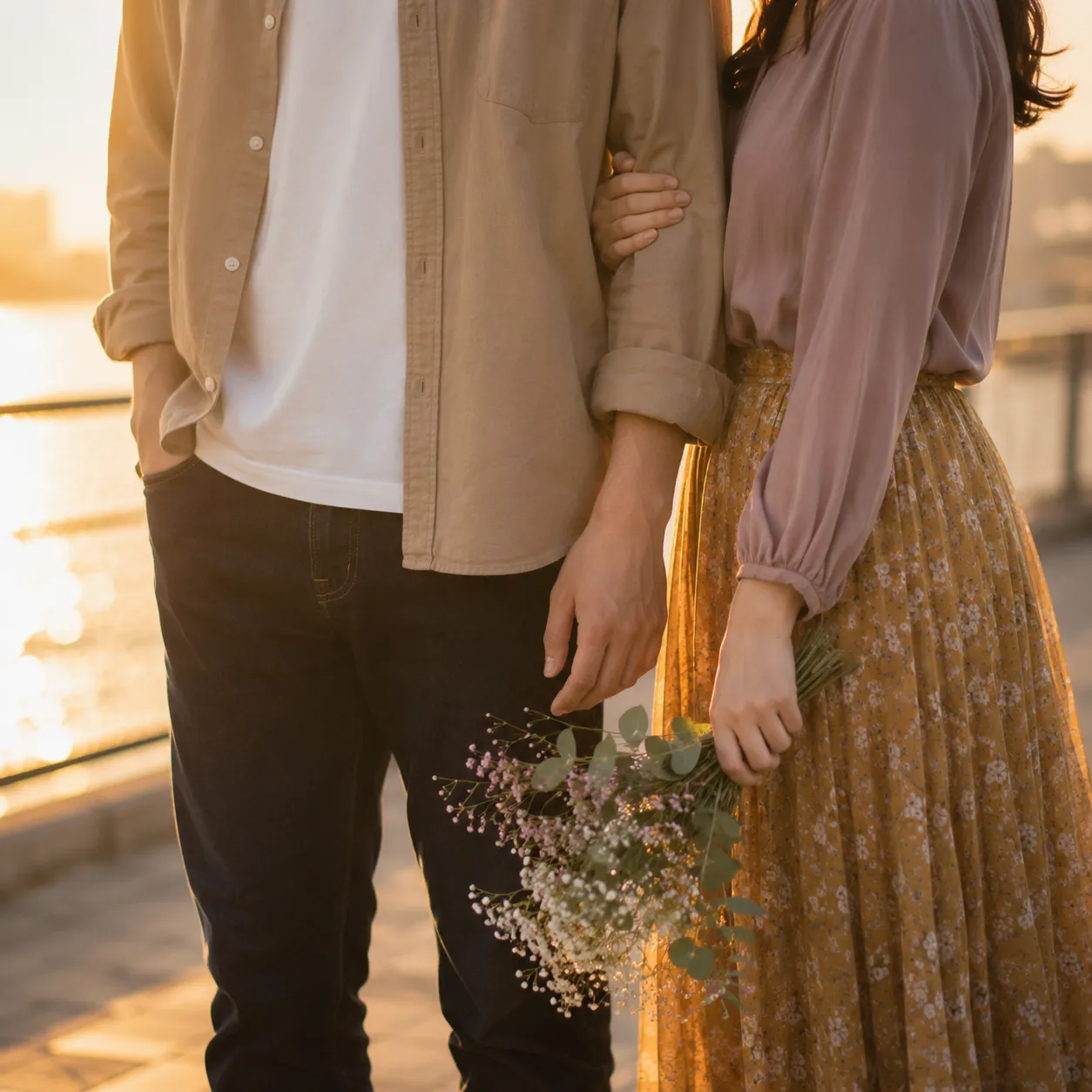 花束を持つ夫婦